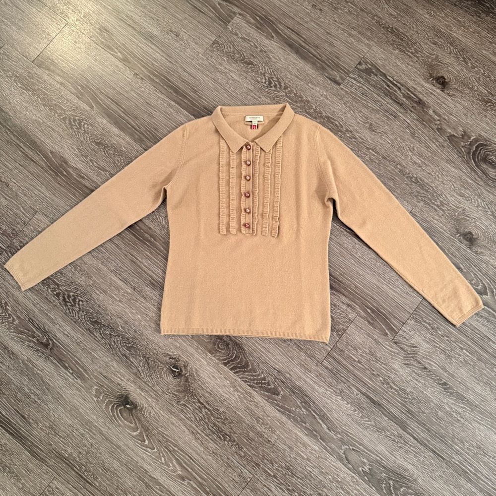 Burberry Light Camel Tan 100% Cashmere Sweater